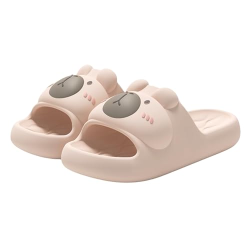 JXpxbao Unisex Hausschuhe Badeschuhe Herren Wasserschwein Süße Tiere Slides Damen Cloud Badelatschen Sommer rutschfeste Pantoletten Badeschlappen Home Slippers (Rosa,38) von JXpxbao