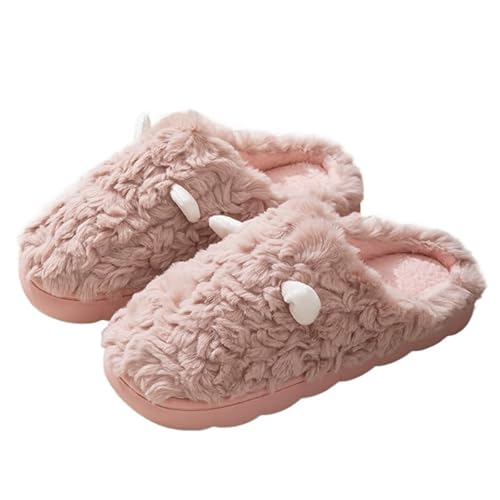 JXpxbao Unisex- Herren Und Damen Cartoon Niedlich Und Gemütlich Weich Flauschigen Plüsch Cosy Schaf Hausschuhe Indoor/Outdoor Rutschfeste Pantoffeln (Rosa,40) von JXpxbao