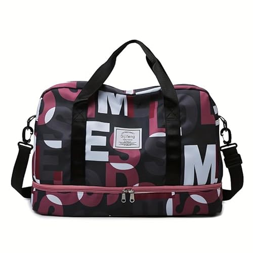 JXpxbao Vielseitige Reisetasche Für Damen Und Herren Bunt Reisetasche Mit Schuhfach Und Nassfach, Wasserabweisende Weekender Gym Travel Bag Handgepäck Tasche Trainingstasche Hand Rucksack (Rot) von JXpxbao