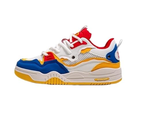 JXpxbao Vier-Jahreszeiten Herren Schnürsportschuhe High Top Sneakers Freestyle Hi-Top Lässig Sportschuhe Wanderschuhe Hoch Turnschuhe Freizeitschuhe Fitness Hohe Schuhe (Weiß und Gelb,40) von JXpxbao