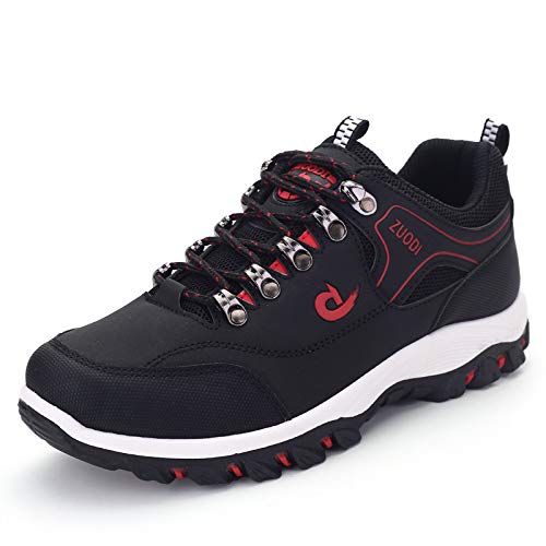 JXpxbao Wanderschuhe für Männer Leichte Lederstiefel Schnürschuhe Niedrige wasserdichte Outdoor Trailing Trekking Camping Walking Arbeitsschuhe (41,schwarz) von JXpxbao