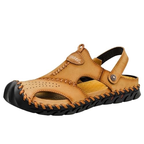 JXpxbao Wassersandalen Für Herren, Geschlossener Zehenbereich Sandalen Herren Outdoorsandalen Sommer Wanderschuhe Trekkingsandalen (Khaki,45) von JXpxbao