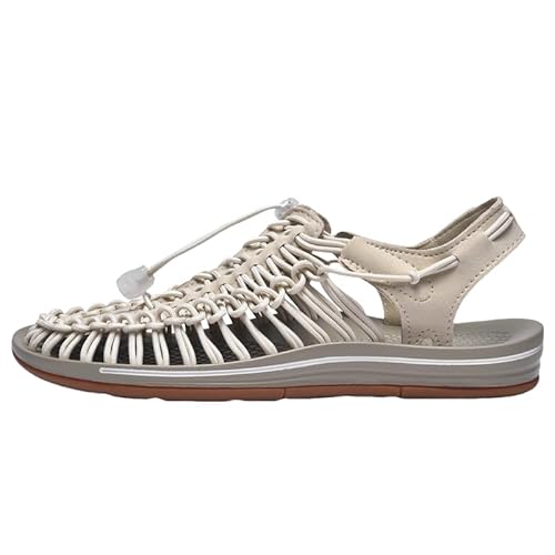 JXpxbao Weberei Atmungsaktive Flache Herrensandalen, Lässige Slip-On-Sandalen Für Den Strand Im Freien, Sandalen Mit Fußgewölbeunterstützung Für Damen (Farbe-4,36) von JXpxbao