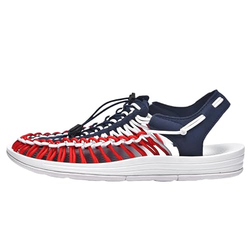 JXpxbao Weberei Atmungsaktive Flache Herrensandalen, Lässige Slip-On-Sandalen Für Den Strand Im Freien, Sandalen Mit Fußgewölbeunterstützung Für Damen (Farbe-7,45) von JXpxbao