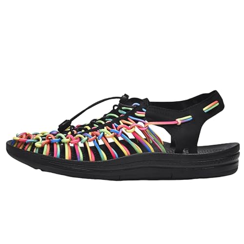 JXpxbao Weberei Atmungsaktive Flache Herrensandalen, Lässige Slip-On-Sandalen Für Den Strand Im Freien, Sandalen Mit Fußgewölbeunterstützung Für Damen (Farbe-8,40) von JXpxbao