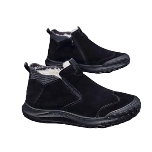 JXpxbao Winter Extra weite Diabetikerschuhe aus Baumwolle Herren Warm Gefüttert Winterstiefel Bequem rutschfest Winterschuhe GR.39-43 (42,Schwarz) von JXpxbao
