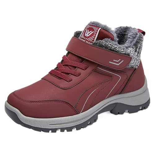 JXpxbao Winterschuhe Damen Warm Winterstiefel Gefütterte Schneestiefel Winter Outdoor Trekking Wanderschuhe Sports Stiefel (Rot,36) von JXpxbao