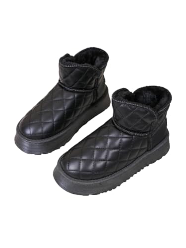 JXpxbao Winterstiefel Damen-Schneestiefel Wasserdichte Winterstiefel Warme, Mit Fell Gefütterte Winterstiefel Damen-Kurzstiefel Bequeme Skistiefel 35-39EU (schwarz,39) von JXpxbao