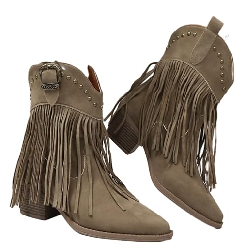 JXpxbao Winterstiefel Damen Winter Warme Stiefel Schnalle Ankle Bare Boots Casual Booties Schnalle Plateauschuhe Schuhe Mit Dickem Absatz (Grün,41) von JXpxbao