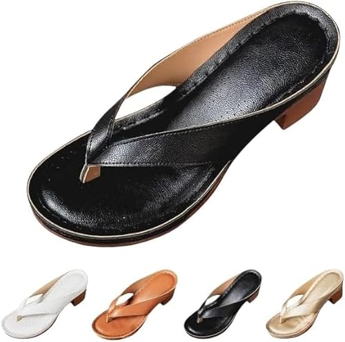 JXpxbao Women 's Solid Color Sommer Chunky Heel Sandalen Slip on Open Toe Square Toe Bequeme Heeled Sandalen Mules für Frauen Heels Frauen Schuhe Keile für Freizeitschuhe Dressy (Schwarz,40) von JXpxbao