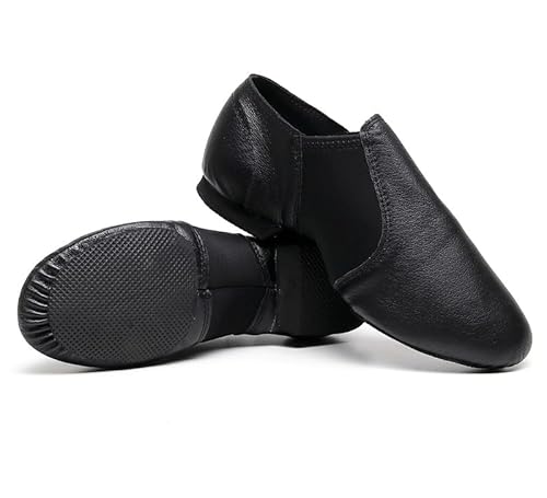 Jazz Tanzschuhe,Echtes Leder Geteilte Sohle Moderner Jazz Schuhe Jazzschuhe für Damen Herren (schwarz,45) von JXpxbao