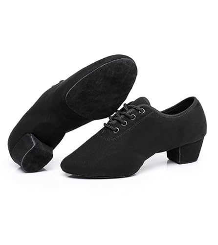 Latein Jazz Tanzschuhe Modern Damen Geschlossene Lehrleistung Standard Gesellschaftstanzschuhe Schnürung 3,5 cm (Schwarz B,43) von JXpxbao