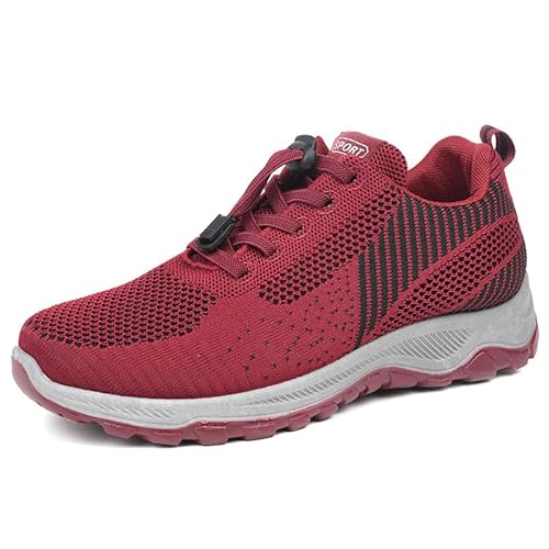 Laufschuhe Damen Leicht Wanderschuhe Wasserdicht Wasserfest Running Schuhe Plateau Günstig Joggingschuhe Rutschfest Schnell Trocknend Fitnessschuhe Für Outdoor Bequem Sportschuhe (Karminrot,40) von JXpxbao