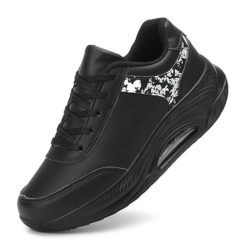Laufschuhe Damen Plateau Turnschuhe Walkingschuhe Freizeitschuhe Frauen Fitnessschuhe All-Match Sportschuhe Bequeme Sneaker Laufschuhe Turnschuhe Mit Luftpolster (Schwarz,38) von JXpxbao