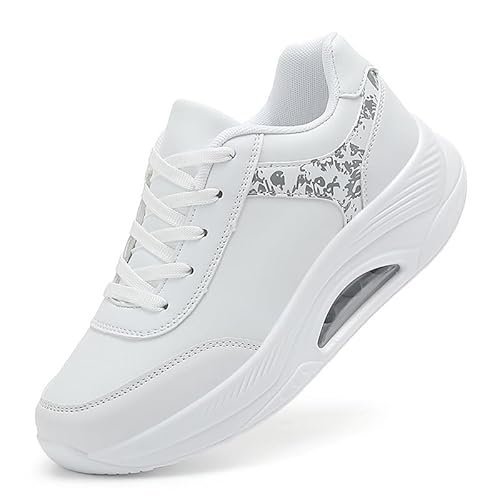 Laufschuhe Damen Plateau Turnschuhe Walkingschuhe Freizeitschuhe Frauen Fitnessschuhe All-Match Sportschuhe Bequeme Sneaker Laufschuhe Turnschuhe Mit Luftpolster (Weiß,39) von JXpxbao