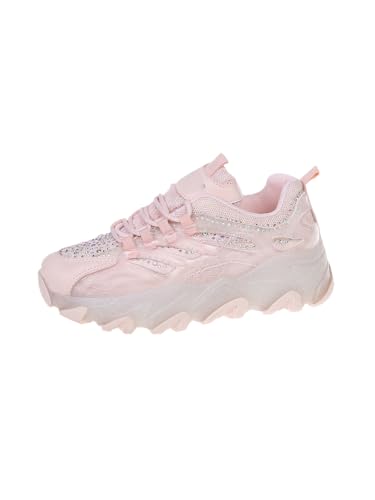 Leichte Trainer mit Dicker Sohle für Frauen, die lässige, atmungsaktive Laufschuhe tragen, Retro-Sneakers mit rutschfesten, stoßdämpfenden Schuhen für draußen (Rosa,39) von JXpxbao