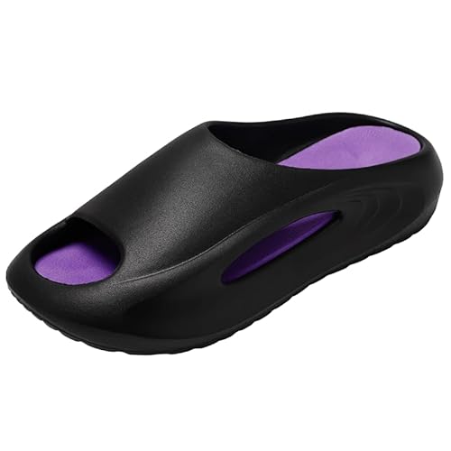 Recovery Sandalen Herren Bequeme Plantarfasziitis Schlappen Orthopädische Offene Zehen Männer Sport Latschen Leicht Badelatschen Badeschlappen Sommer Strand Badesandalen Damen (Schwarz-Lila,40) von JXpxbao