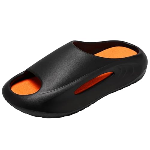 Recovery Sandalen Herren Bequeme Plantarfasziitis Schlappen Orthopädische Offene Zehen Männer Sport Latschen Leicht Badelatschen Badeschlappen Sommer Strand Badesandalen Damen (Schwarz-Orange,38) von JXpxbao
