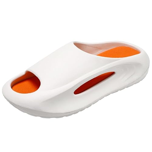 Recovery Sandalen Herren Bequeme Plantarfasziitis Schlappen Orthopädische Offene Zehen Männer Sport Latschen Leicht Badelatschen Badeschlappen Sommer Strand Badesandalen Damen (Weiß-Orange,40) von JXpxbao