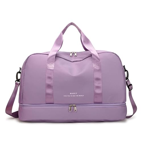 Reisetasche Damen Herren Handgepäck Tasche Sporttasche Weekender Bag Schwimmtasche Cocoletti Wasserdicht Travel Bag Duffle Bag Fitnesstasche Trainingstasche mit Schuhfach und Nassfach (Lila) von JXpxbao