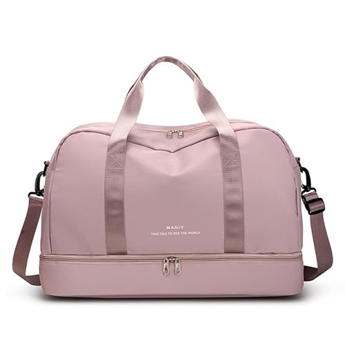Reisetasche Damen Herren Handgepäck Tasche Sporttasche Weekender Bag Schwimmtasche Cocoletti Wasserdicht Travel Bag Duffle Bag Fitnesstasche Trainingstasche mit Schuhfach und Nassfach (Rosa) von JXpxbao