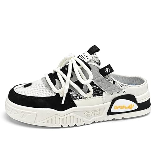Schlappen Herren Sneaker Fashion Casual Splicing Bunte Offene Zehen Flache Sport-Freizeitschuhe Hausschuhe Für Einlagen Vielseitige Freizeitschuhe (Schwarz,43) von JXpxbao