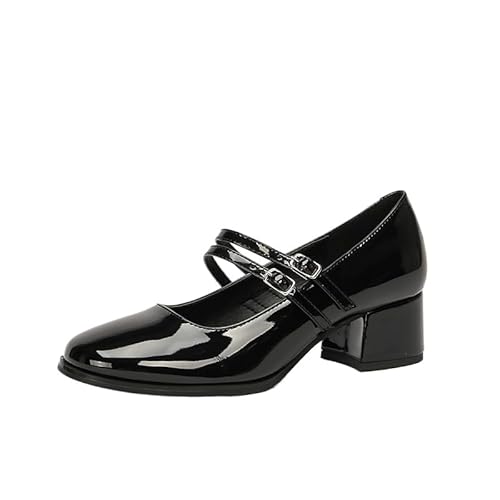 Schuhe Damen Pumps Chunky Runde Mode Frauen High Heels Zehen Arbeit Absätze Hochzeit Schuhe Damen Elegant Mit Absatz (schwarz,34) von JXpxbao