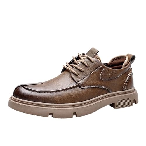 Sneaker Herren Extra Weit Leder Freizeitschuhe Bequemer Lässige Turnschuhe Business Walkingschuhe Formal Classic Mokassins Schnürhalbschuhe Gr.38-43 (Braun,41) von JXpxbao