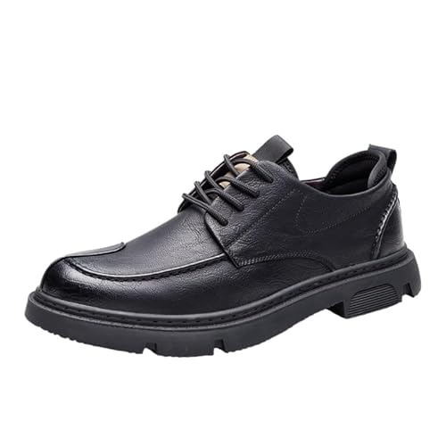 Sneaker Herren Extra Weit Leder Freizeitschuhe Bequemer Lässige Turnschuhe Business Walkingschuhe Formal Classic Mokassins Schnürhalbschuhe Gr.38-43 (Schwarz,41) von JXpxbao