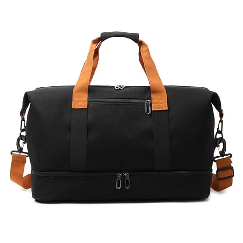 Sporttasche Reisetasche Mit Schuhfach Und Nassfach, Cocoletti Wasserabweisende Schwimmtasche Weekender Gym Travel Bag Handgepäck Tasche Trainingstasche Für Damen Herren (Schwarz) von JXpxbao
