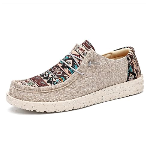 Stil-Mode Hugo - Herren Mokassins Flache Slipper Slip on Loafer Weich Comfort Klassische Schuhe (Cremefarben,44) von JXpxbao