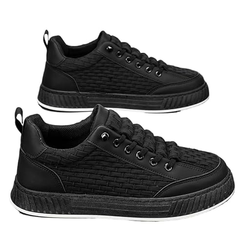 Stilvolle Einfarbige Low-Top Sneaker, Ganzjahres-Schnürschuhe Mit Kunstleder-Obermaterial, Stoffinnensohle, Vielseitige Trainers (Schwarz,40) von JXpxbao