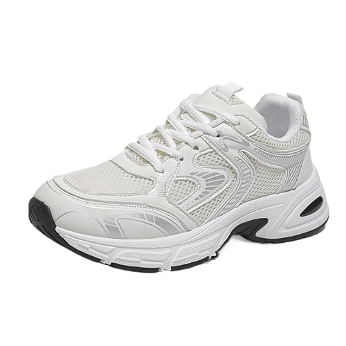 Turnschuhe Sportschuhe Damen Laufschuhe Mit Dämpfung Straßenlaufschuhe Sneakers Fitness Schuhe Fashion Atmungsaktiv Damen Plateau Sneaker Retro Mesh Turnschuhe (Weiß,38) von JXpxbao