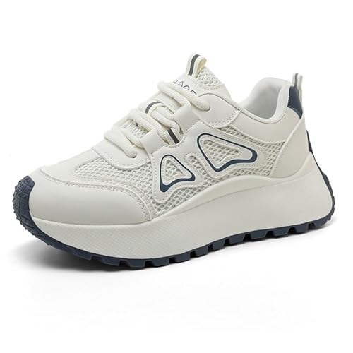 Turnschuhe Sportschuhe Damen Laufschuhe Mit Dämpfung Tennis Schuhe Sneakers Fitness Schuhe Fashion Atmungsaktiv Damen Plateau Sneaker Retro Mesh Turnschuhe (Blau,38) von JXpxbao
