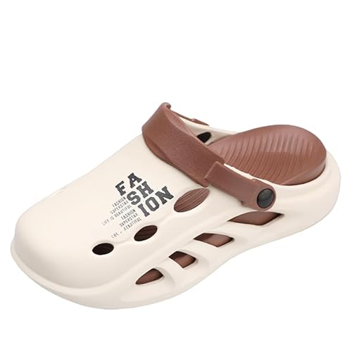 Unisex Clogs Pantoletten Sommer Hausschuhe Herren Damen Strand Sandalen Gartenschuhe Mit Fußbett Aus Weichem Bequeme Atmungsaktive Slip-On Strandschuh (Beige,44) von JXpxbao