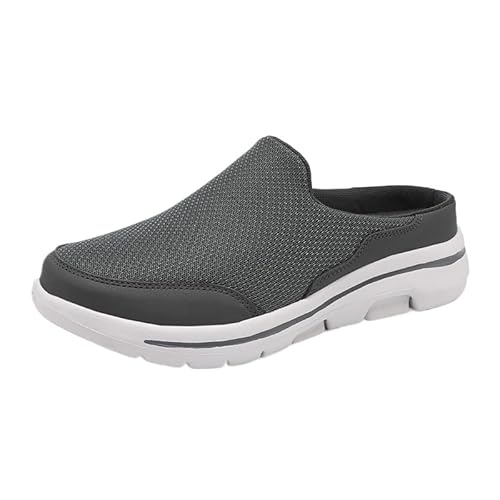 Unisex Clogs Pantoletten Sommer Hausschuhe Strand Sandalen Gartenschuhe mit Fußbett aus Weichem (Dunkelgrau,47) von JXpxbao