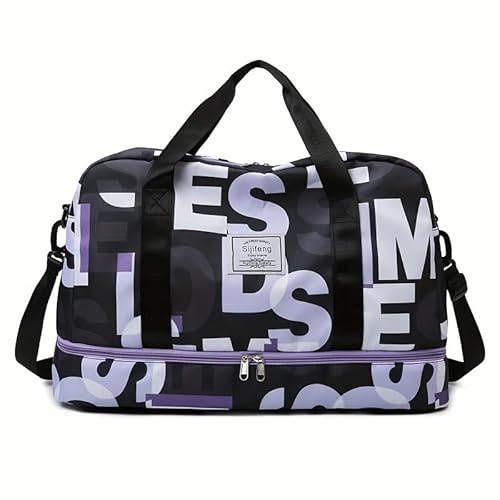 JXpxbao Vielseitige Reisetasche Für Damen Und Herren Bunt Reisetasche Mit Schuhfach Und Nassfach, Wasserabweisende Weekender Gym Travel Bag Handgepäck Tasche Trainingstasche Hand Rucksack (Lila) von JXpxbao