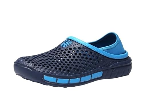 Half Slipper Men's Korean Version Trendy Casual Sandals Anti-Slip Sueach Hole Shoes Slip on Pantoffeln Sommer Outdoor Atmungsaktiv Bequeme Gartenschuhe (47,Blue) von JXpxbao