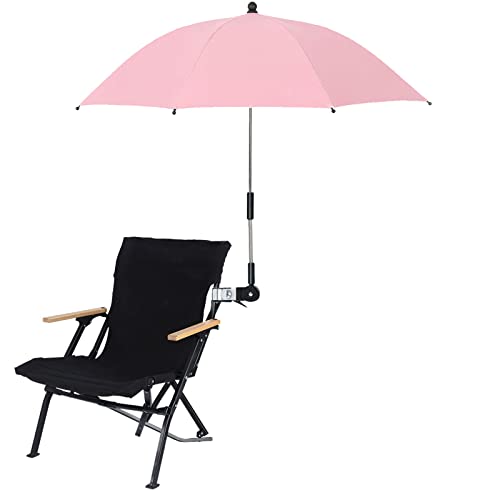 JYCRA Stuhlschirm mit Universalklemme, 81,3 cm, UV-Schutz, Strandkorb-Regenschirm, verstellbarer Sonnenschutz für Kinderwagen, Rollstuhl, Schwarz, rose, Medium von JYCRA