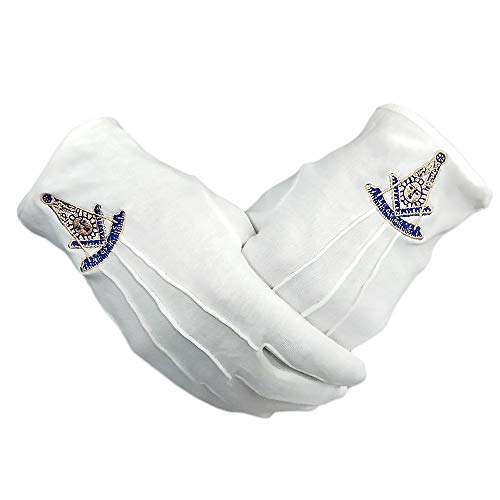 JYG Freimaurer-Handschuhe Past Master Freimaurer-Handschuhe, Baumwolle, handbestickt, PM Symbol von JYG