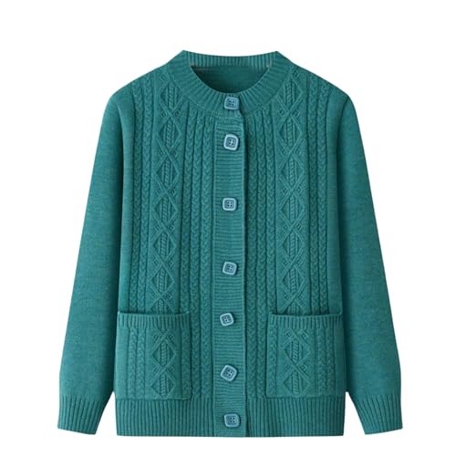 JYHBHMZG Ältere Mittelalt Roter Pullover Herbst Lockerer Strickware LangarmMantel Cardigan Blue XL von JYHBHMZG