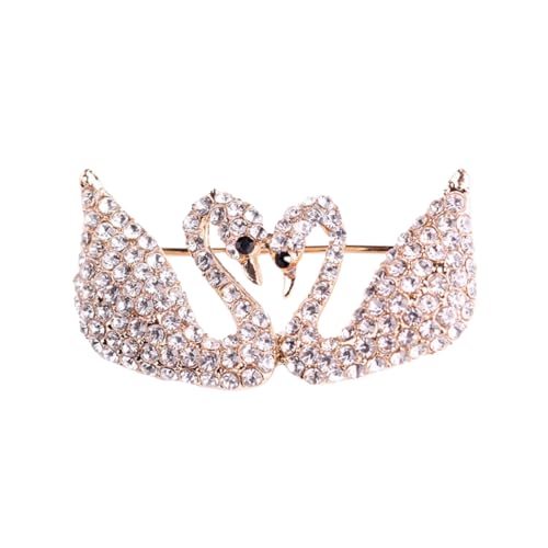 Brosche 1 Stück Voll Diamant Doppel Schwan Brosche Schal Hut Kostüm Brosche Party Geburtstag Brosche Damen Brosche von JYHLSHO
