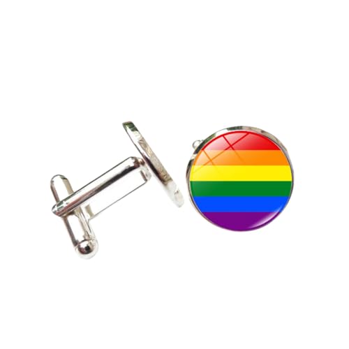 Manschettenknöpfe Für Herren 1 Paar Runde Regenbogenfarbene Manschettenknöpfe Manschettenknöpfe Für Herren Mit Französischem Hemd von JYHLSHO