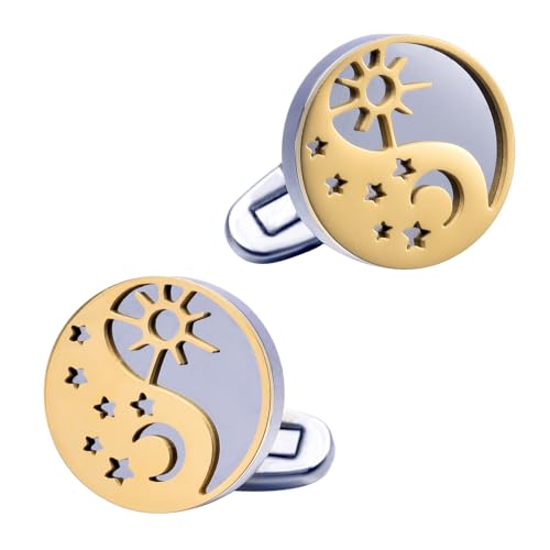 Manschettenknöpfe Für Herren 1 Paar Taiji Totem Sonne Mond Und Sterne Französische Manschettenknöpfe Herrenhemd Manschettenknöpfe von JYHLSHO