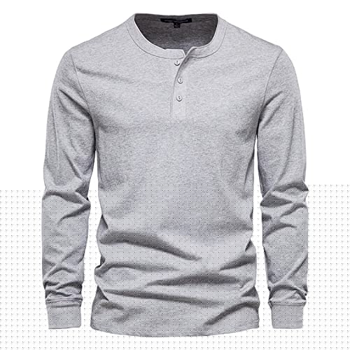 Henley Shirt Herren Langarm Beiläufig T-Shirt klassisch 3 Taste Knopfleiste Einfacher V-Ausschnitt Baumwolle Hemden mit Grandad-Ausschnitt von JYJXFD