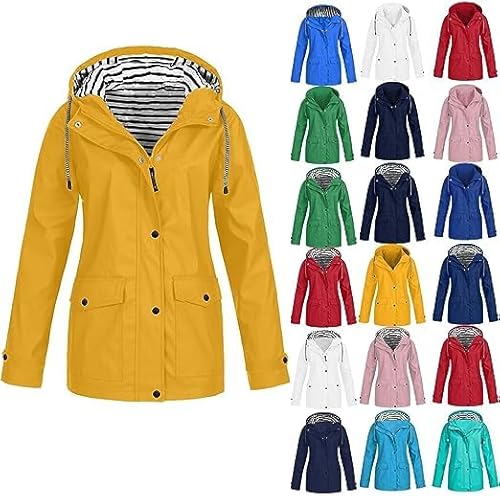 JYJXFD Damen Wasserdicht Atmungsaktiv Regenjacke Große Größen Regenmantel Leicht Jacke Windbreaker Mit Kapuze Softshelljacke Fahrradjacke Funktionsjacke Outdoorjacke Übergangsjacke von JYJXFD