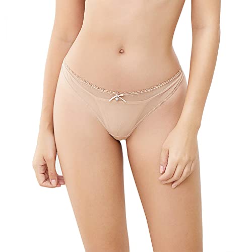 JYLJLL Damen Slip Unterhose 3 Stücke Sexy Dessous Versuchung Ultradünne Sexy Transparente Mesh-Unterhose 3-Teiliges Set Hautfarbe 3 Stücke L von JYLJLL