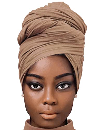 Langes, leichtes, modisches, einfarbiges Hijab-Jersey-Stirnband, Kopftuch, Wickel-Turban für schwarze Frauen für Zöpfe, Kamel Langes, leichtes, modisches, einfarbiges Hijab-Jersey-Stirnband, Kopftuch, Wickel-Turban für schwarze Frauen für Zöpfe, Kamel von JYLZWXZC