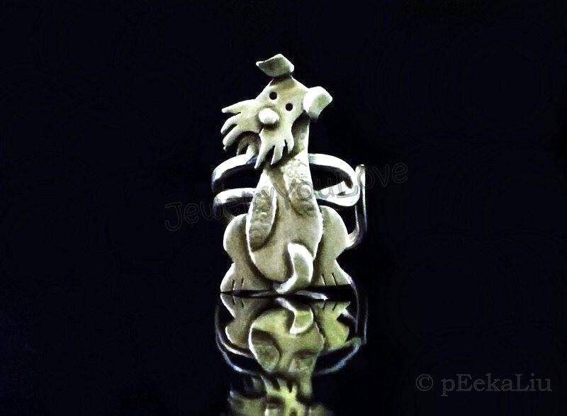 Einstellbare Handgemachte Sterling Silber Draht Foxterrier Ring - Frisbee von JYLbyPeekaliu