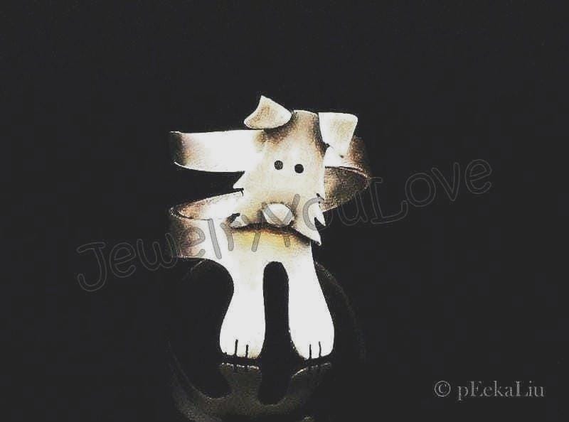 Einstellbare Handgemachte Sterling Silber Draht Foxterrier Ring - Binky Einstellbare Handgemachte Sterling Silber Draht Foxterrier Ring - Binky von JYLbyPeekaliu
